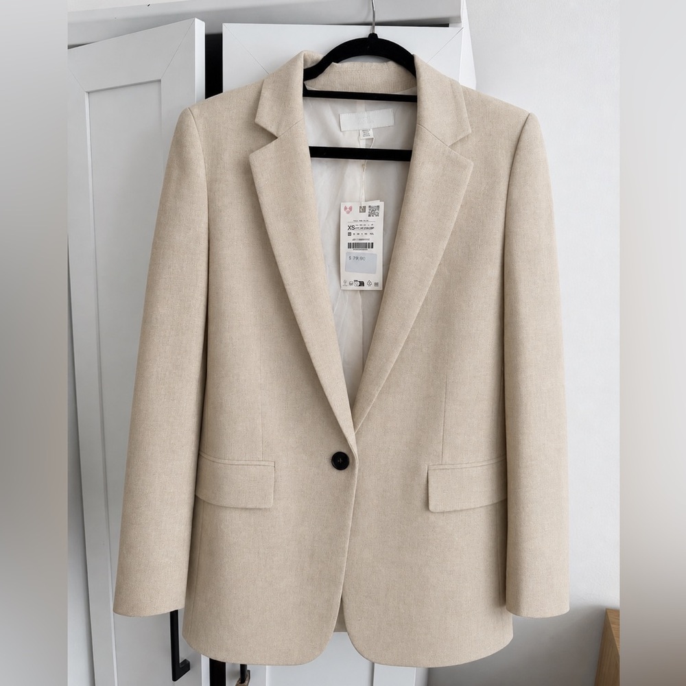Zara Single-Button Beige Blazer